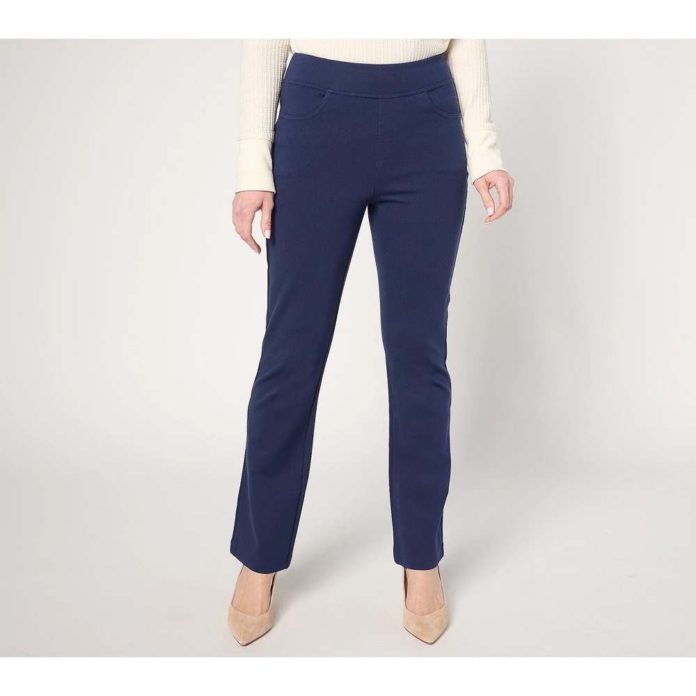 Belle by Kim Gravel‎ Tall Ponte Baby Boot Cut Pant Navy 8 Tall
